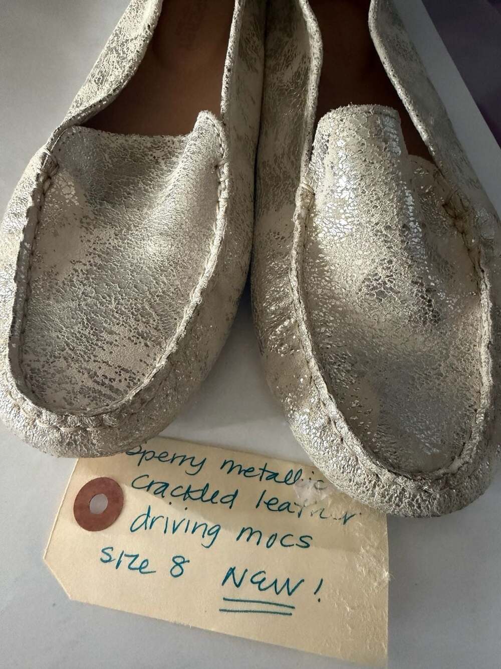 NEW! Sperry Metallic Leather Loafers